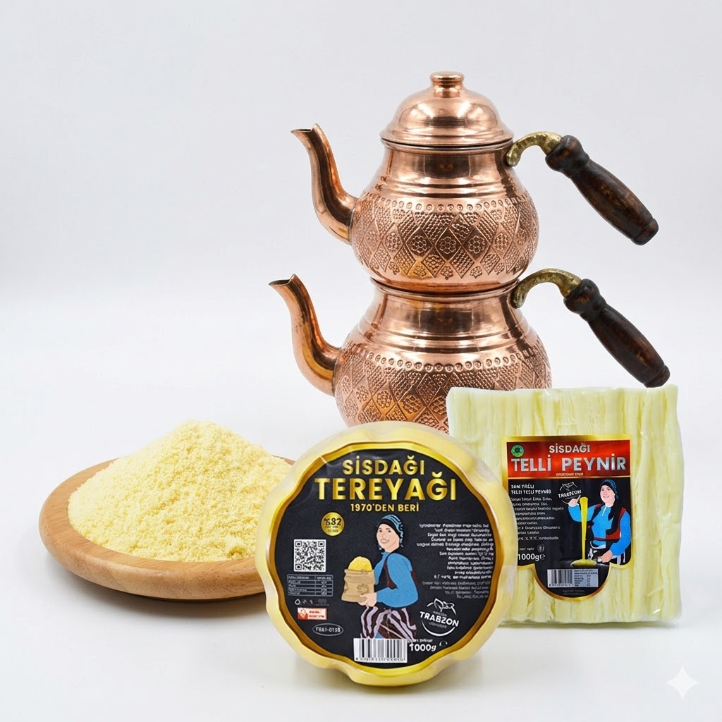 Trabzon Sisdağı Kuymak Paketi ve Bakır Çaydanlık